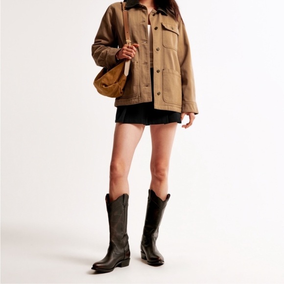 Abercrombie & Fitch Workwear Jacket XS Twill Utility Button Front Tan - Picture 5 of 12